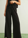 Crinkled Fabric Elastic Band Waist Pants