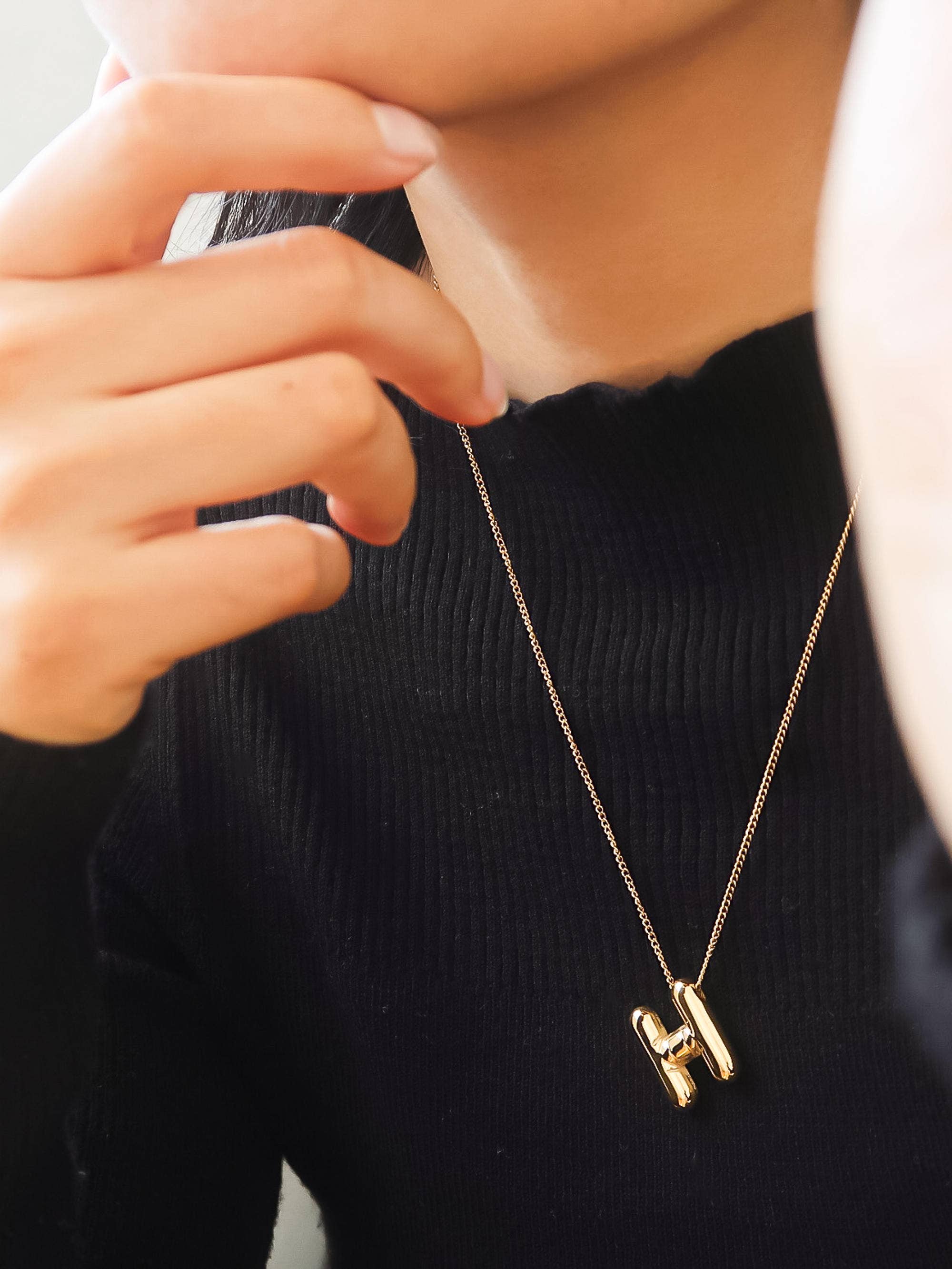 Hayes 18K Gold Non-Tarnish Balloon Alphabet Necklace