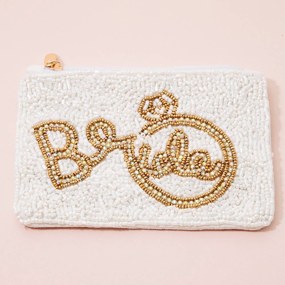 Bride And Ring Seed Beaded Coin Purse