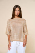Stripe Knit Round Neck Top