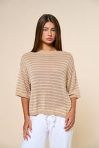 Stripe Knit Round Neck Top
