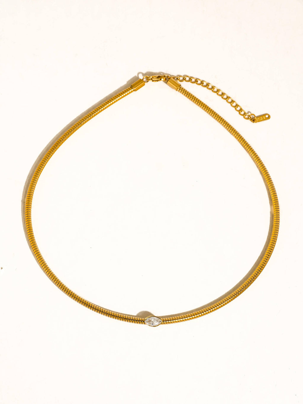 Olwen 18K Gold Non-Tarnish Marquise CZ Snake Chain Choker