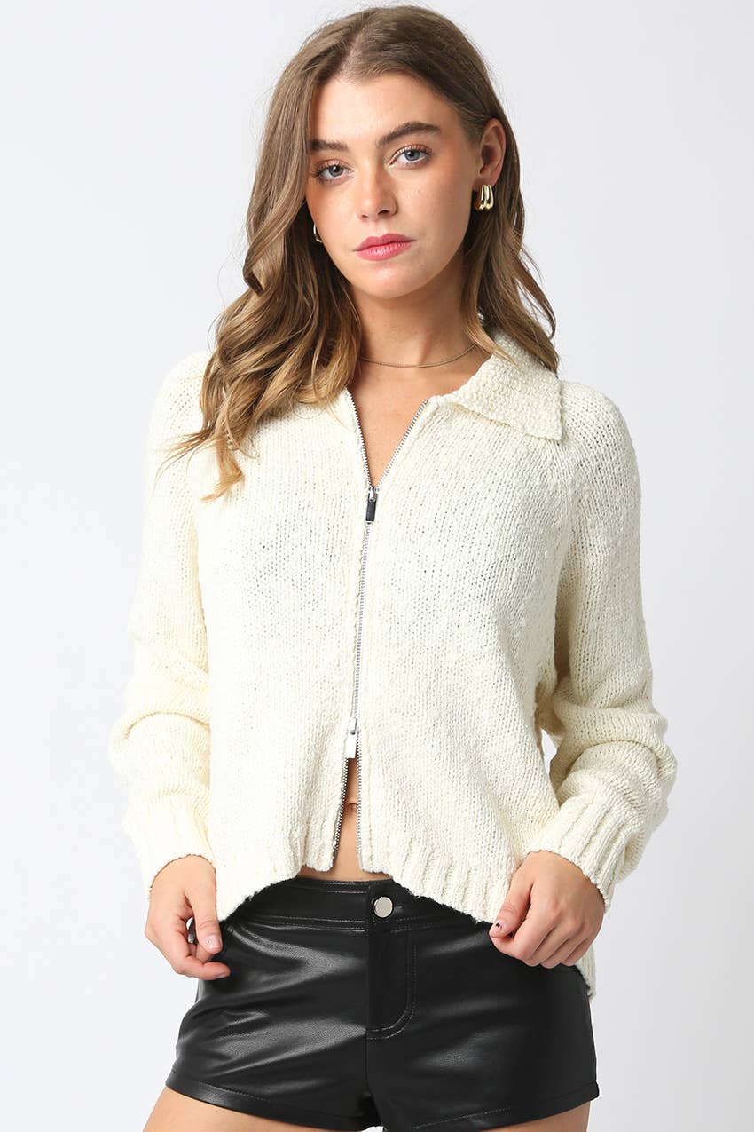 Riya Zip Up Knit Sweater