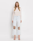 90'S VINTAGE SUPER HIGH RISE CROP FLARE JEANS V2471