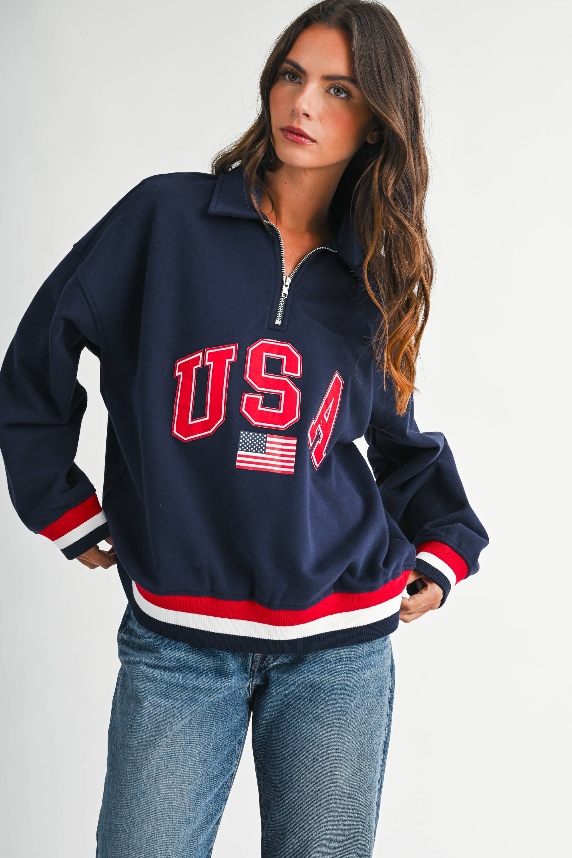 USA Graphic Half Zip Sweatshirt