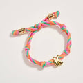 Premium Multicolor Rope Initial Bracelet with Gold Letter Charm | Adjustable Luxury Cord Monogram Bracelet