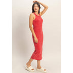 Acid Washed Ribbed Midi Tank Dress