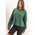 Mineral Wash Oversized Raw Edge Crew Neck Top