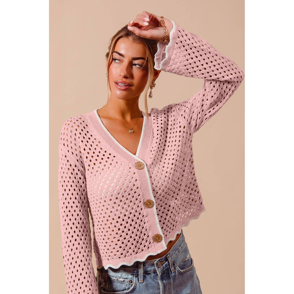OPEN KNIT LIGHT WEIGHT SWEATER CARDIGAN