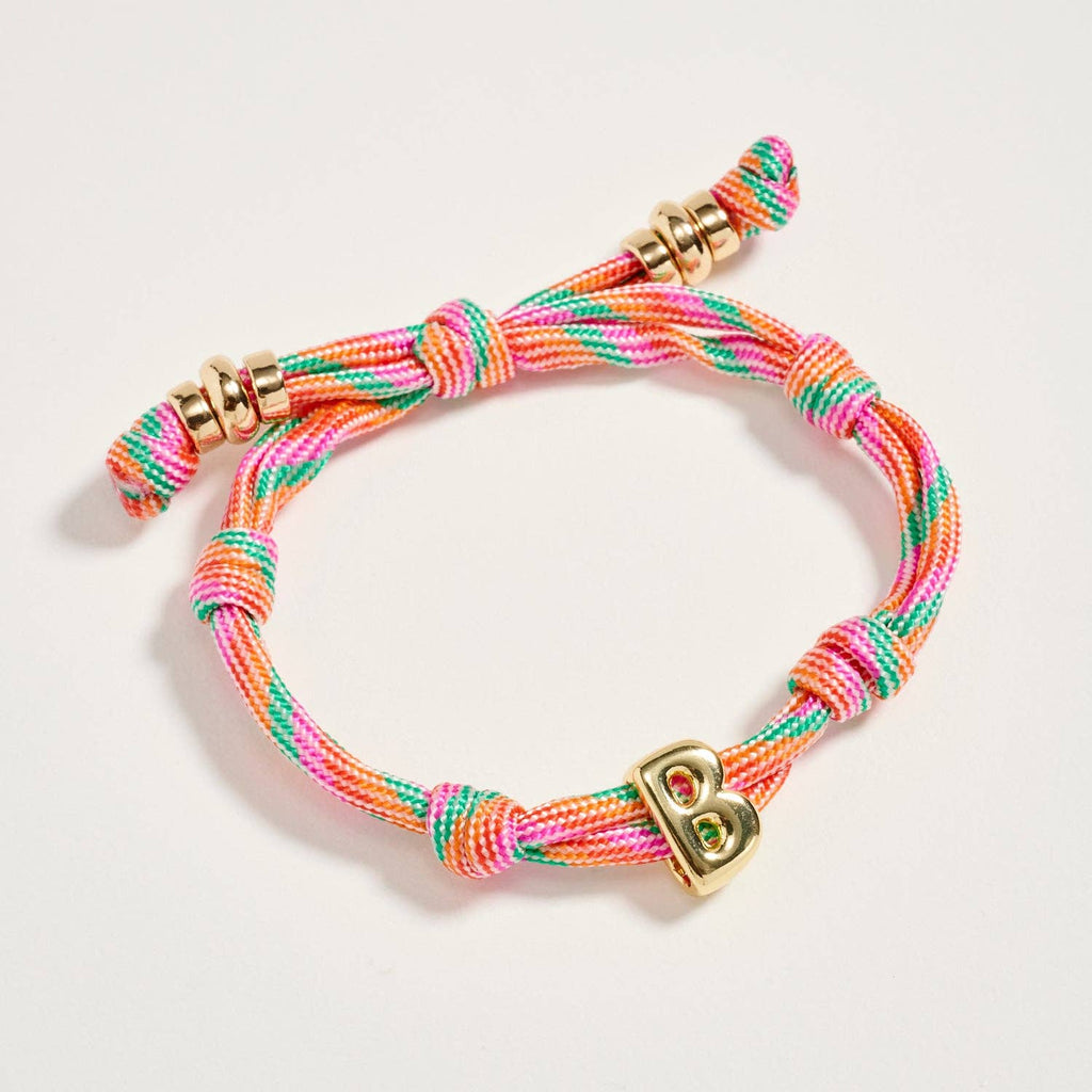 Premium Multicolor Rope Initial Bracelet with Gold Letter Charm | Adjustable Luxury Cord Monogram Bracelet