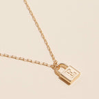 Chic Gold Initial Lock Pendant | Necklace