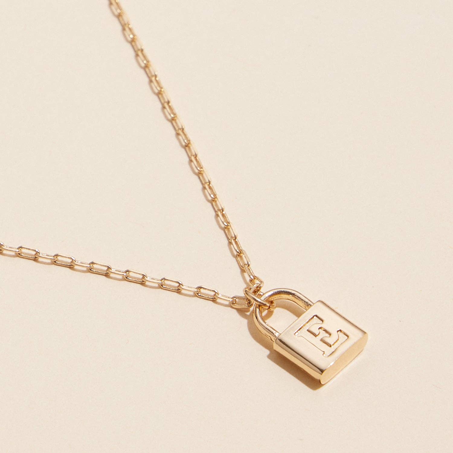 Chic Gold Initial Lock Pendant | Necklace