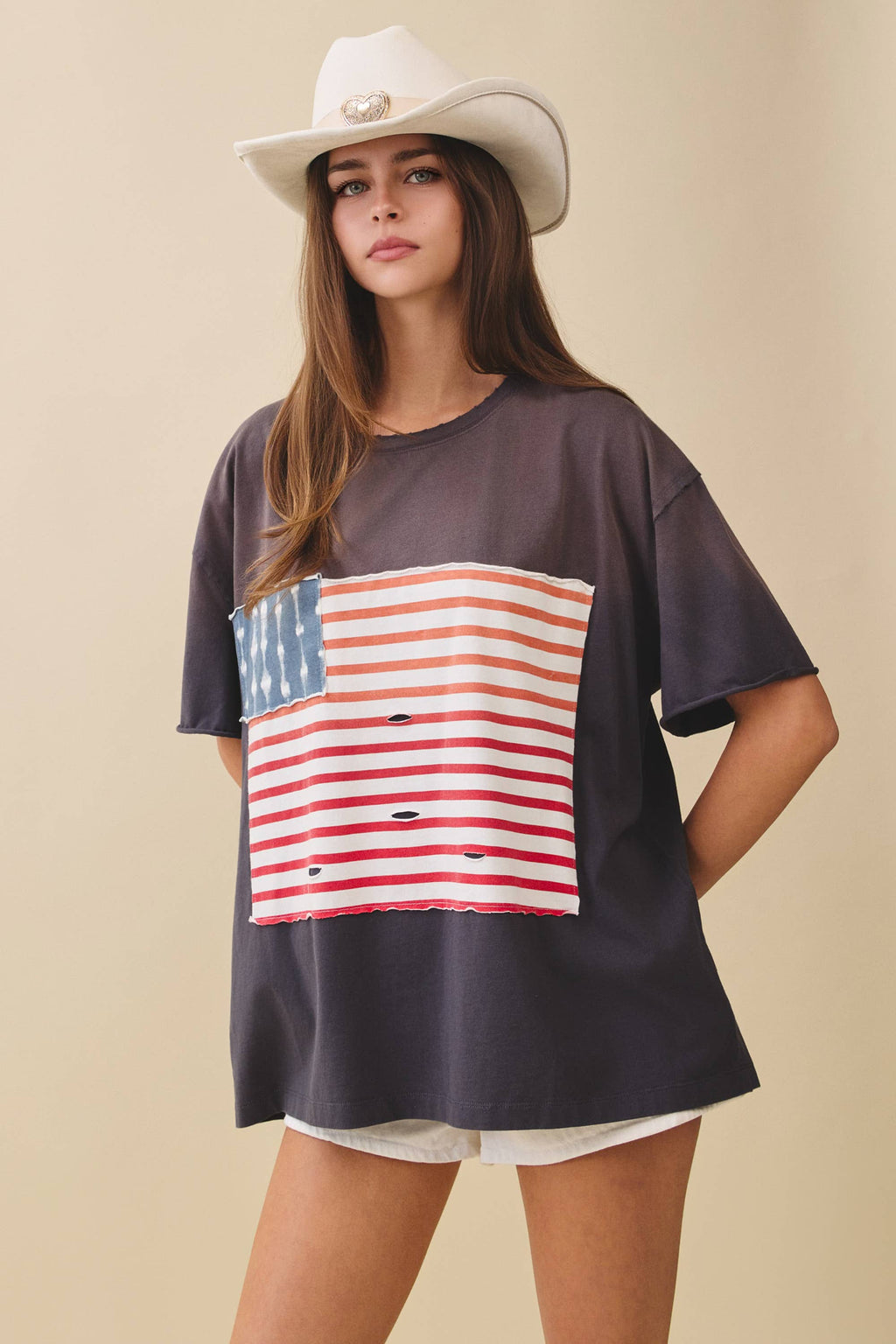 Distressed Flag Patch Tee