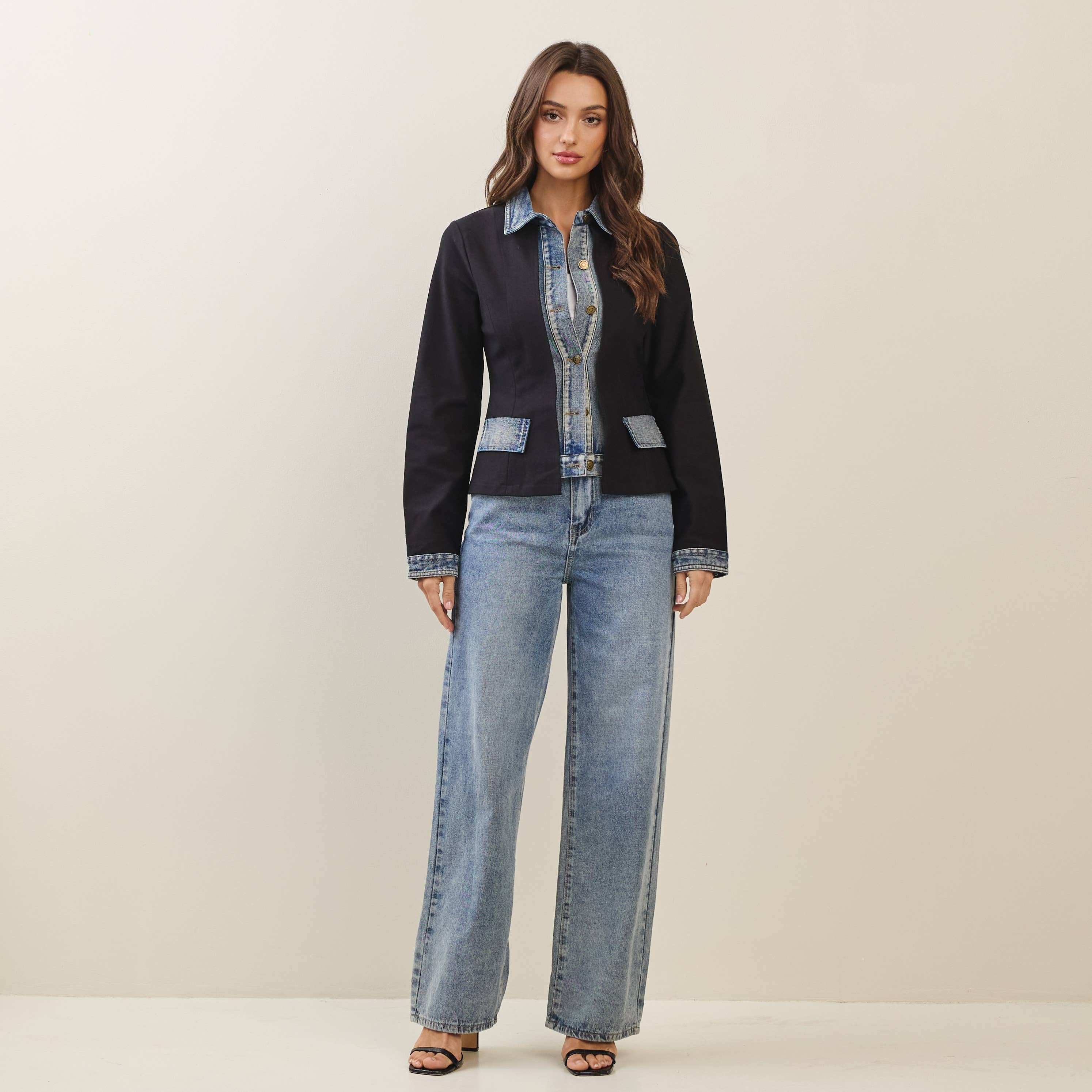Denim trim jacket