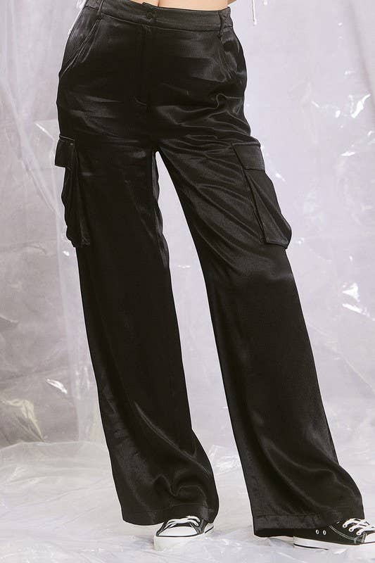 Harper Satin Cargo Pants
