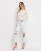 90'S VINTAGE SUPER HIGH RISE CROP FLARE JEANS V2471