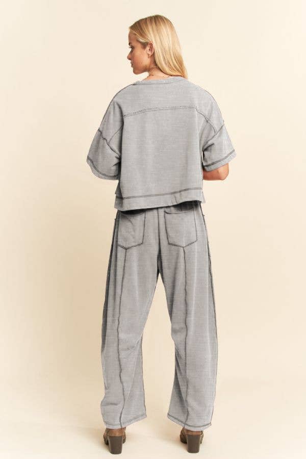 MINERAL WASHED EXPOSED BARREL PANTS SET