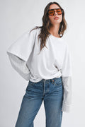 Mixed Media Layered Long Sleeve Top