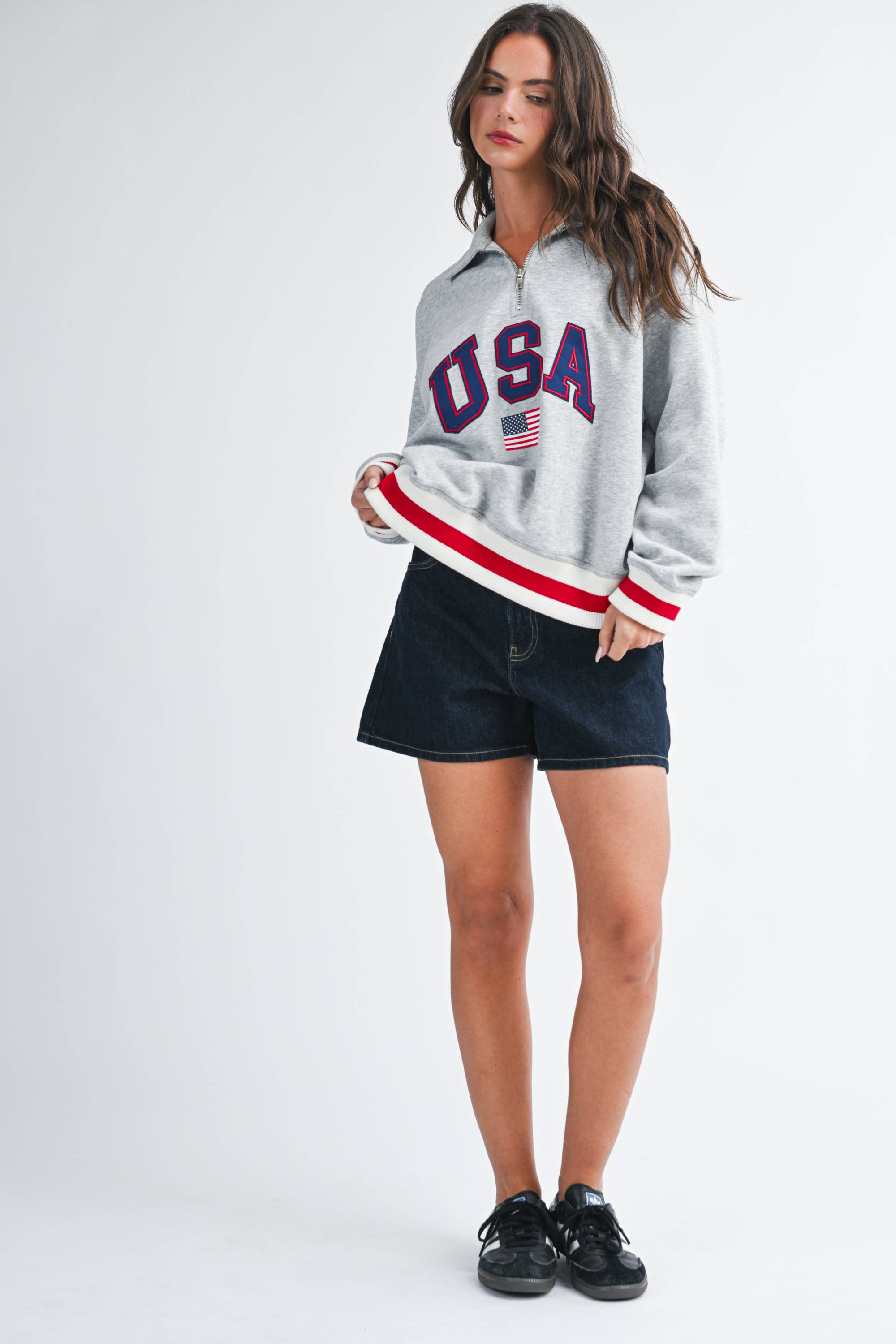 USA Graphic Half Zip Sweatshirt