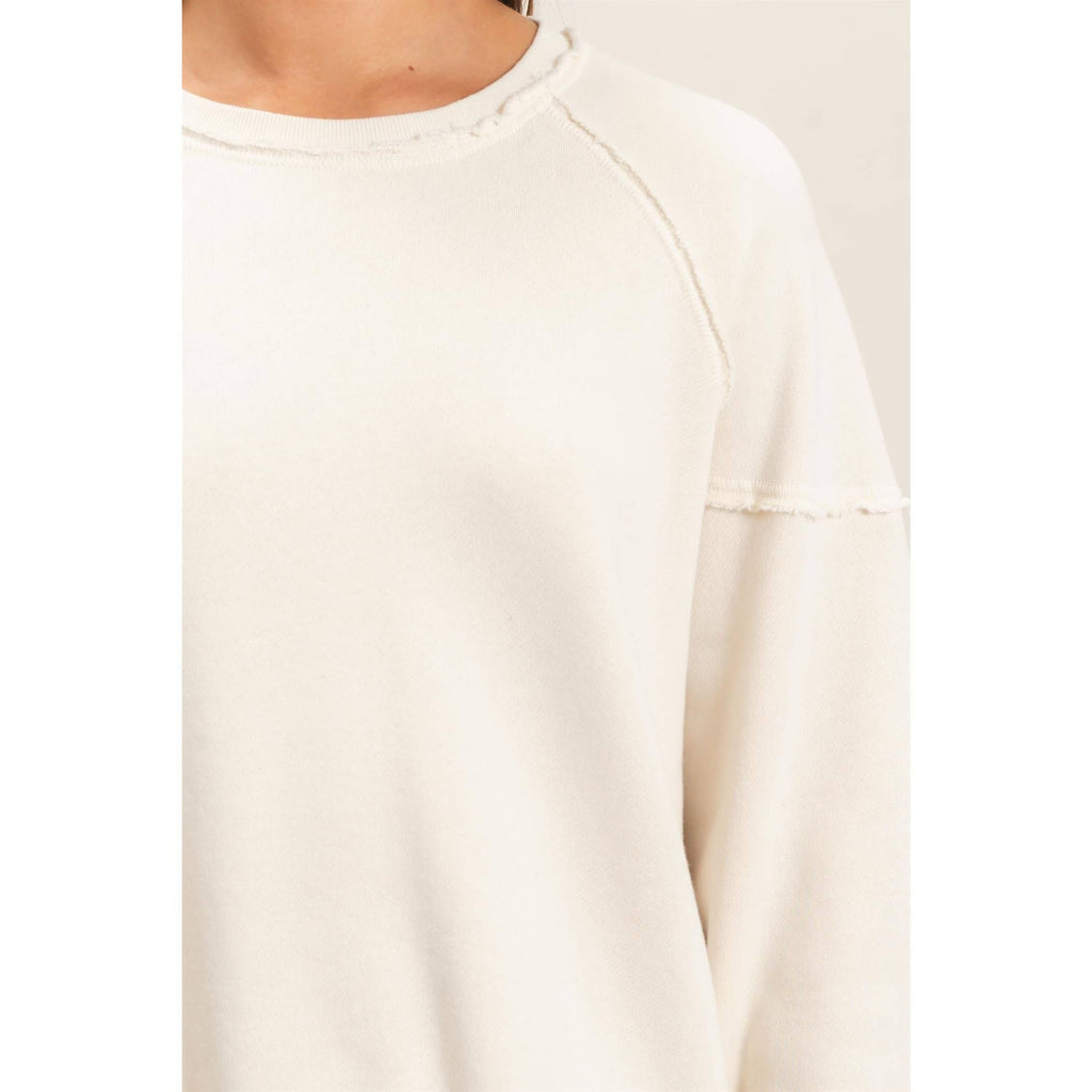 Acid Wash Raw Edge Sweatshirt