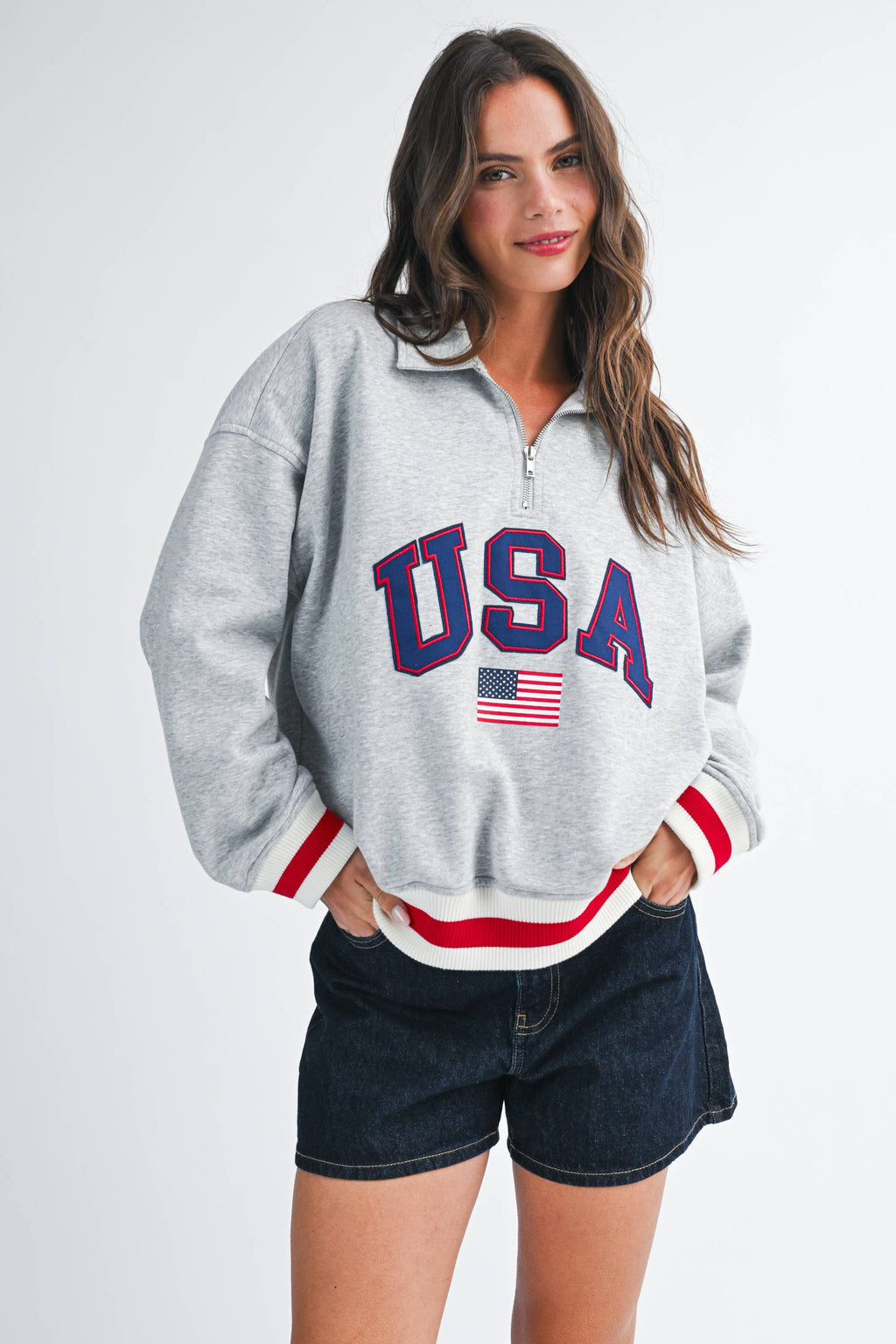 USA Graphic Half Zip Sweatshirt
