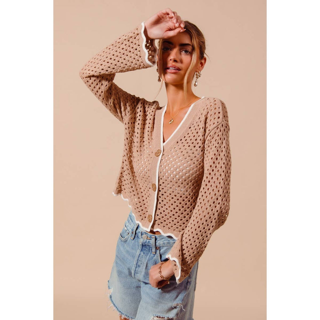 OPEN KNIT LIGHT WEIGHT SWEATER CARDIGAN
