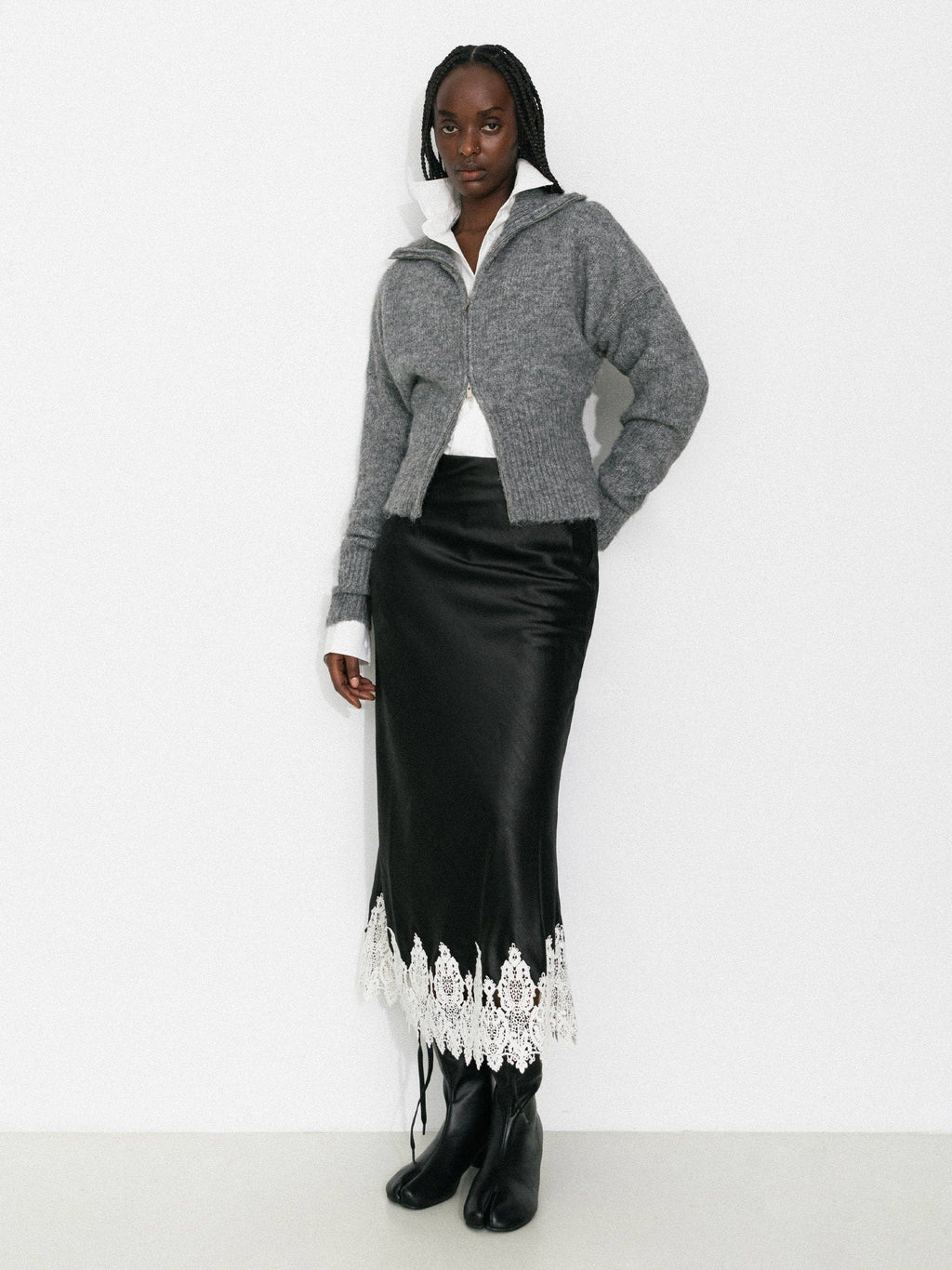Retro Stand Collar Zip-Up Cardigan