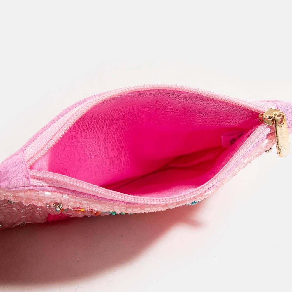 Best Mom Ever Floral Seed Beaded Coin Purse