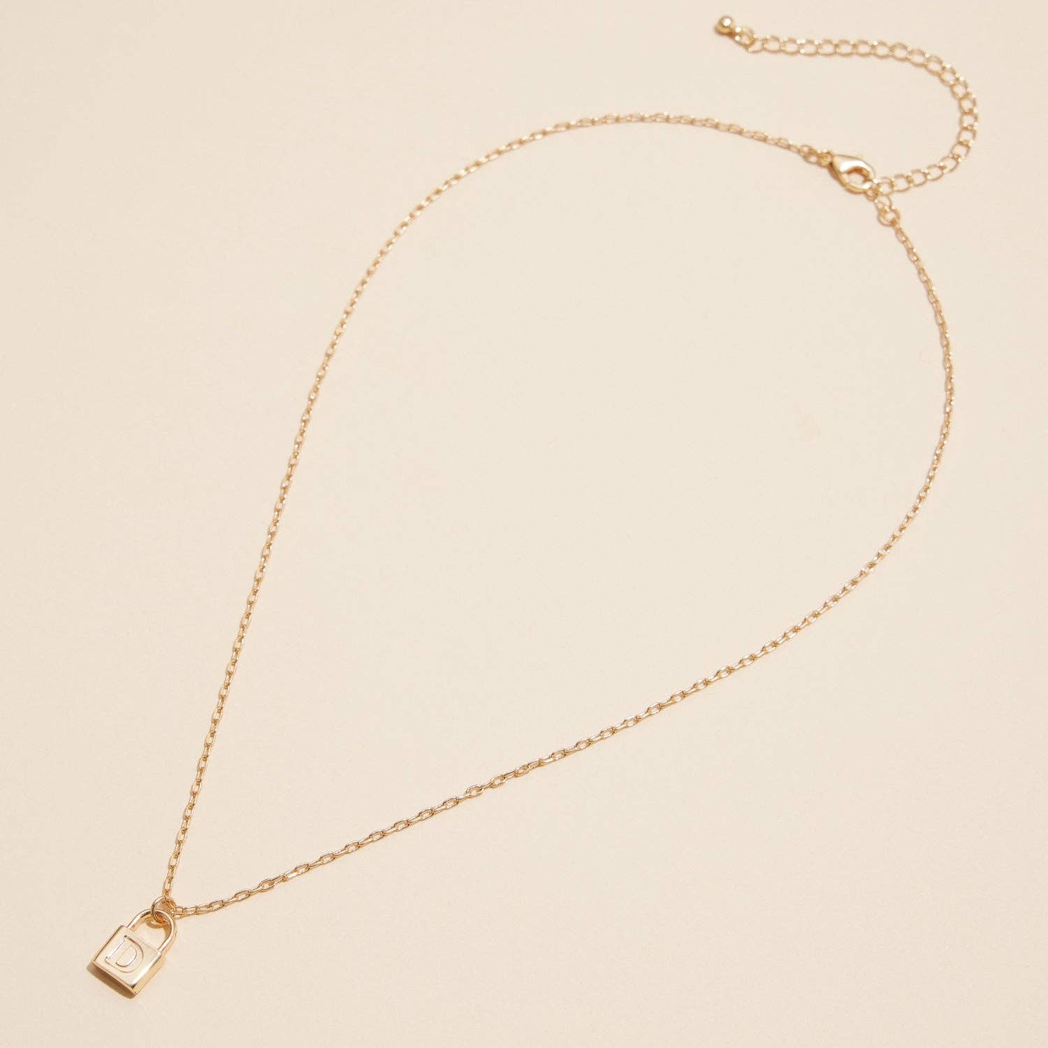 Chic Gold Initial Lock Pendant | Necklace
