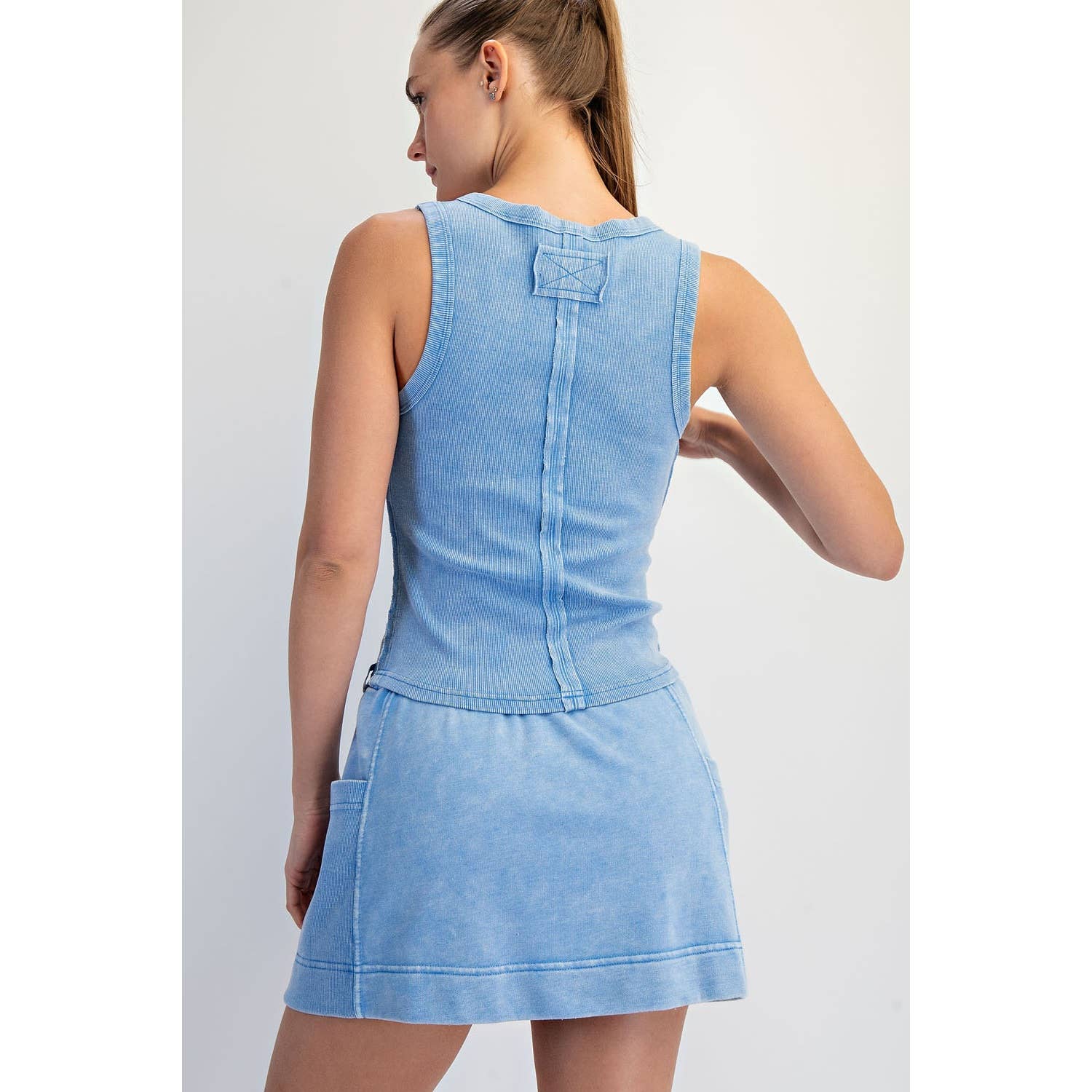 MINERAL WASHED COTTON RIB SLEEVELESS TANK