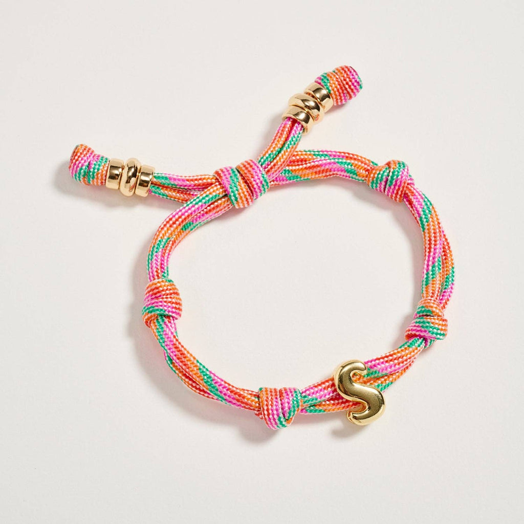 Premium Multicolor Rope Initial Bracelet with Gold Letter Charm | Adjustable Luxury Cord Monogram Bracelet