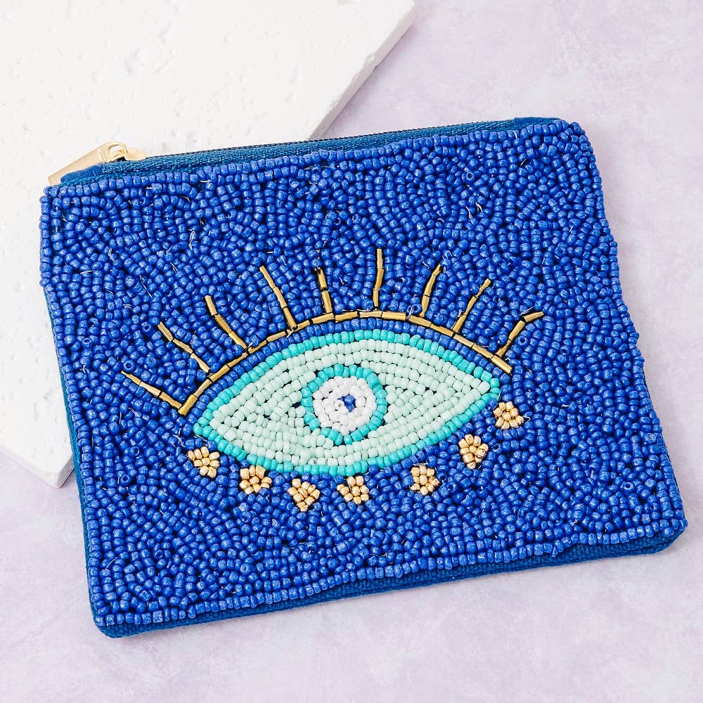 Seed Beaded Evil Eye Coin Purse