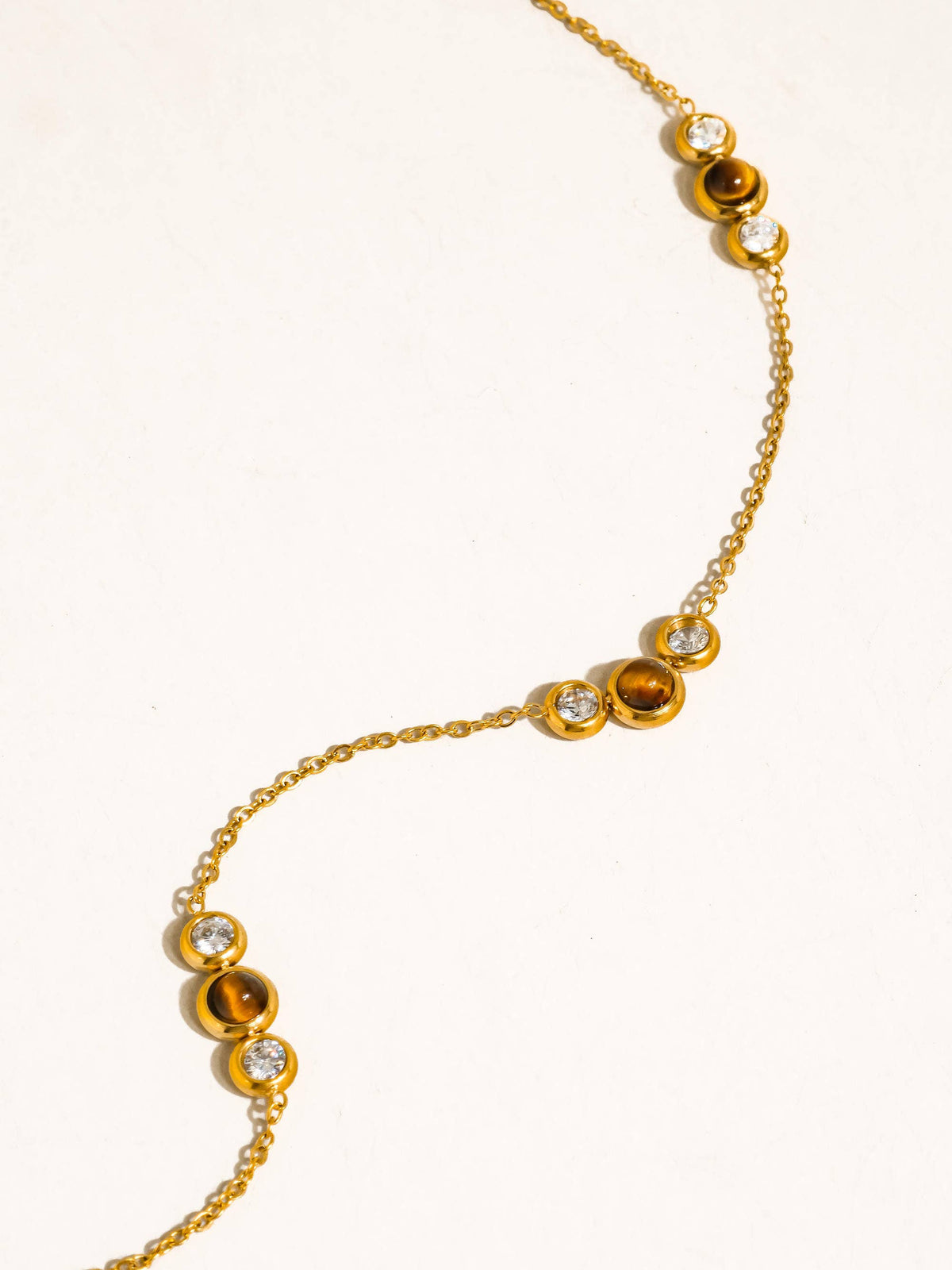 Embla 18K Gold Non-Tarnish Tiger Eye CZ Necklace