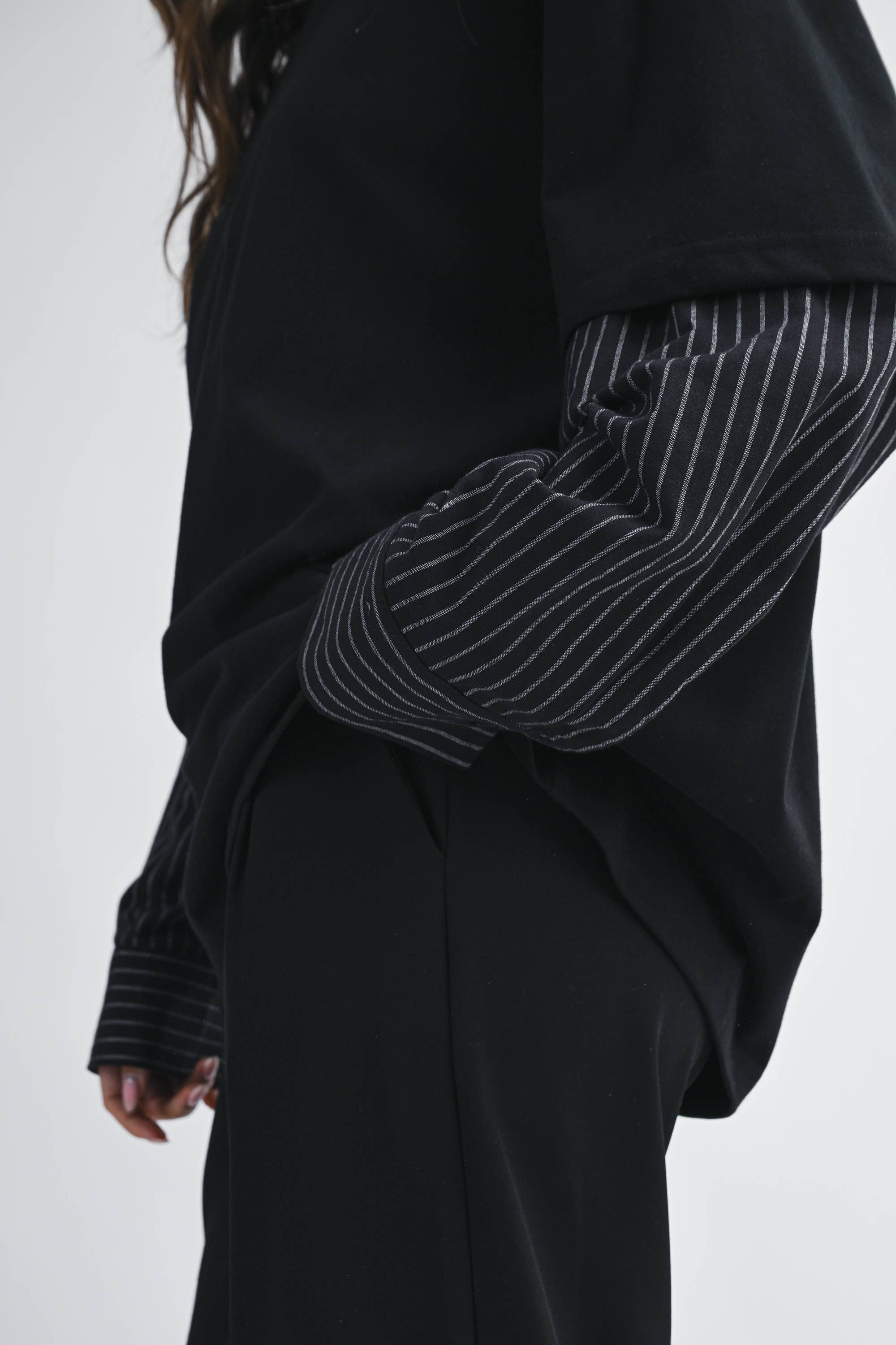 Mixed Media Layered Long Sleeve Top