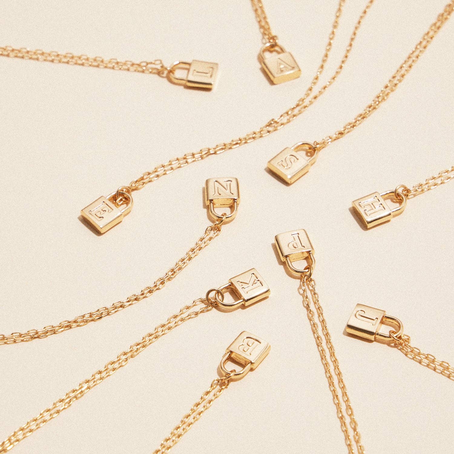 Chic Gold Initial Lock Pendant | Necklace