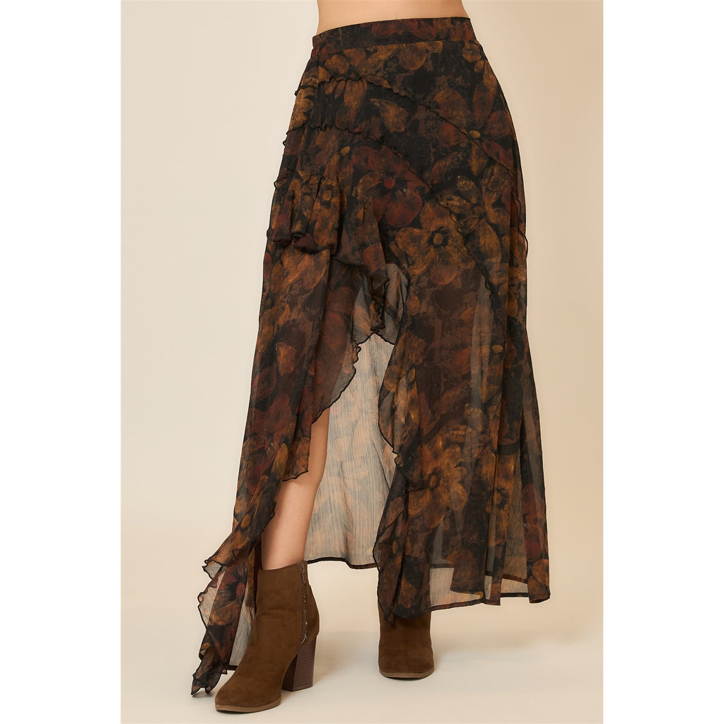 Floral Maxi Skirt witt Reverse seam detail