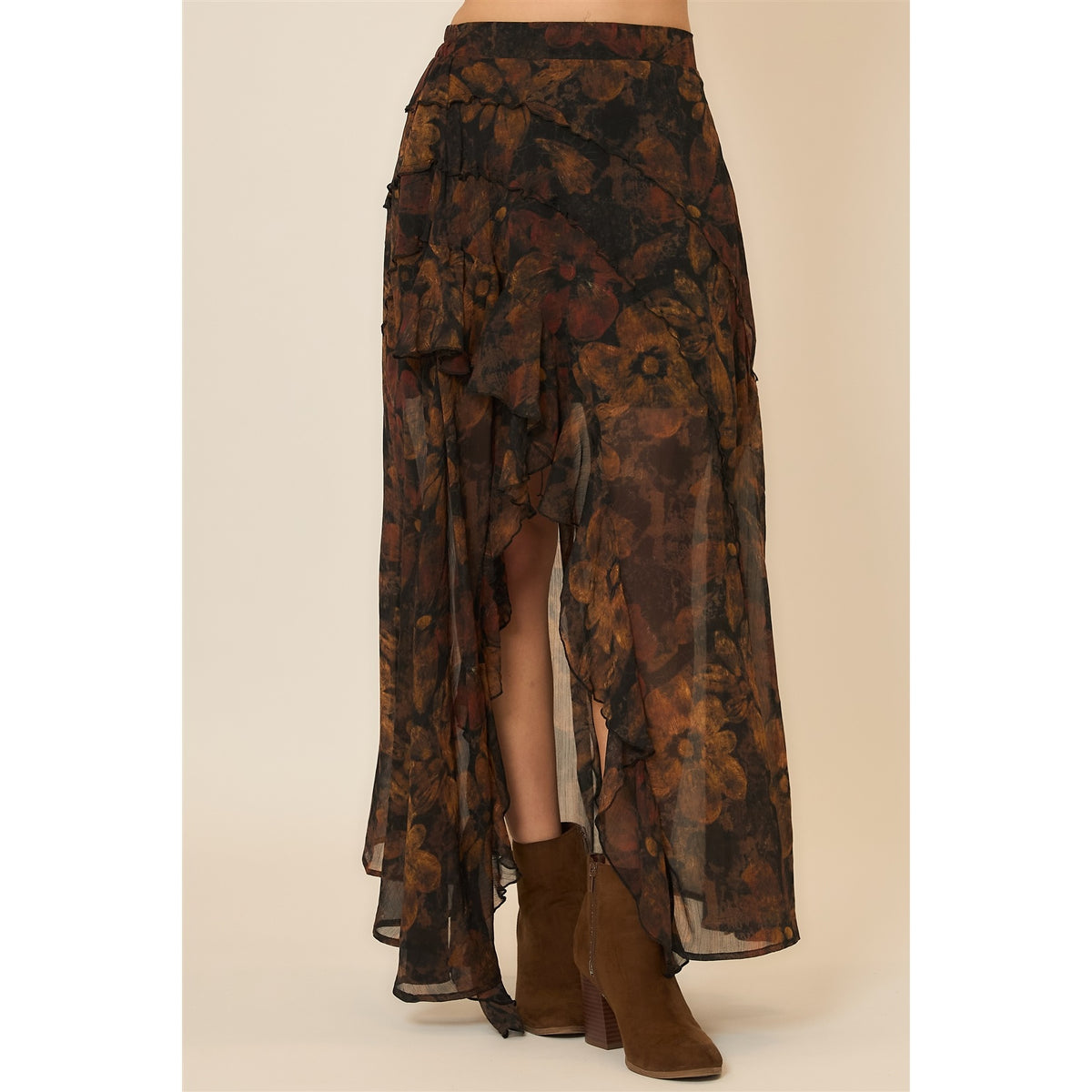 Floral Maxi Skirt witt Reverse seam detail
