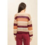 Open Knit Wine Stripped Sweater