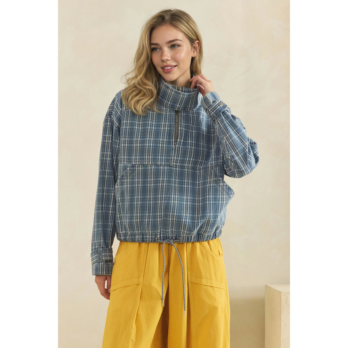 Plaid Quarter Zip