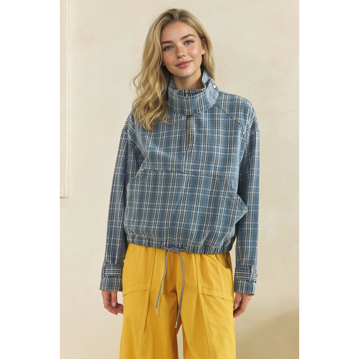 Plaid Quarter Zip